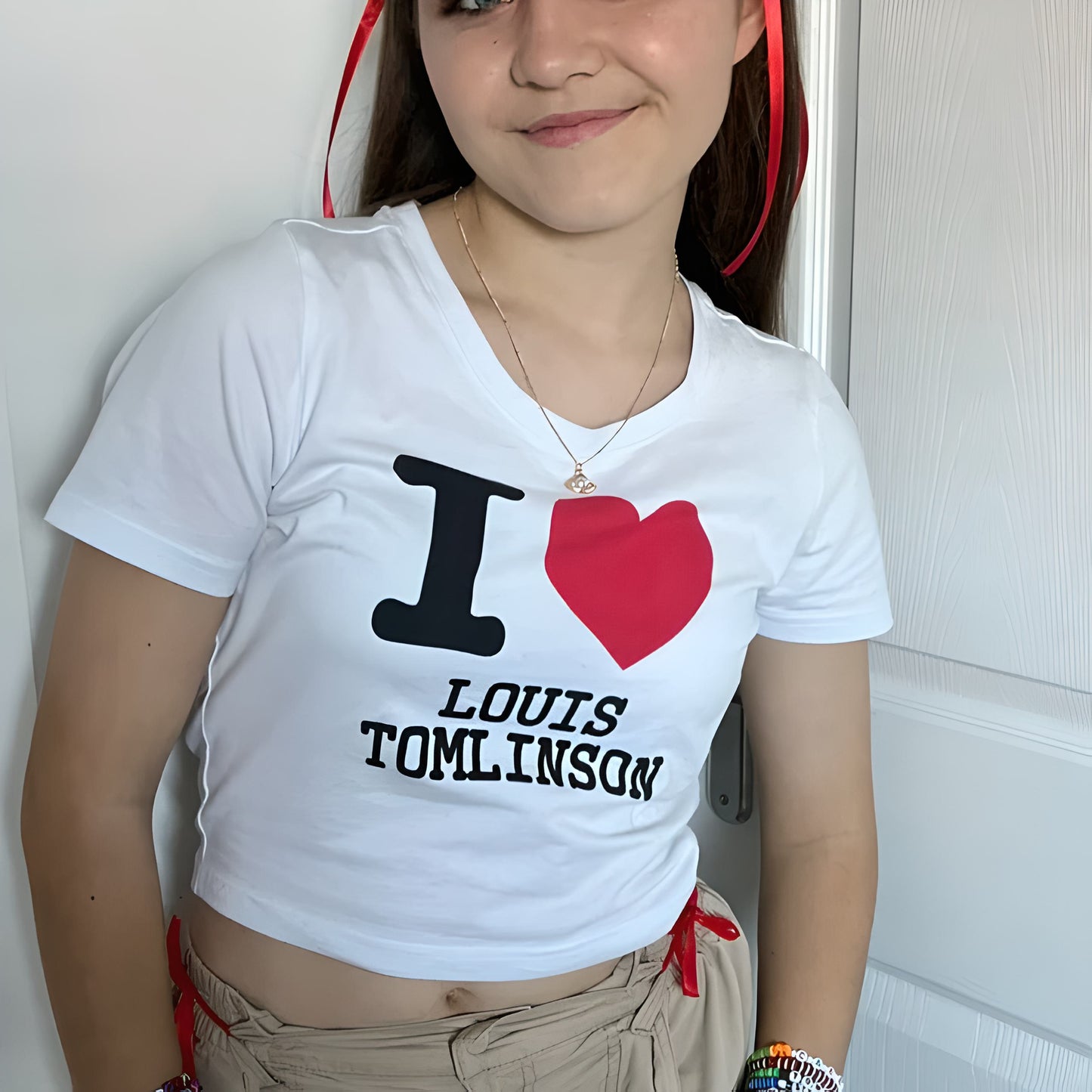 Personalised I Heart Crop Top in White - Topbootee