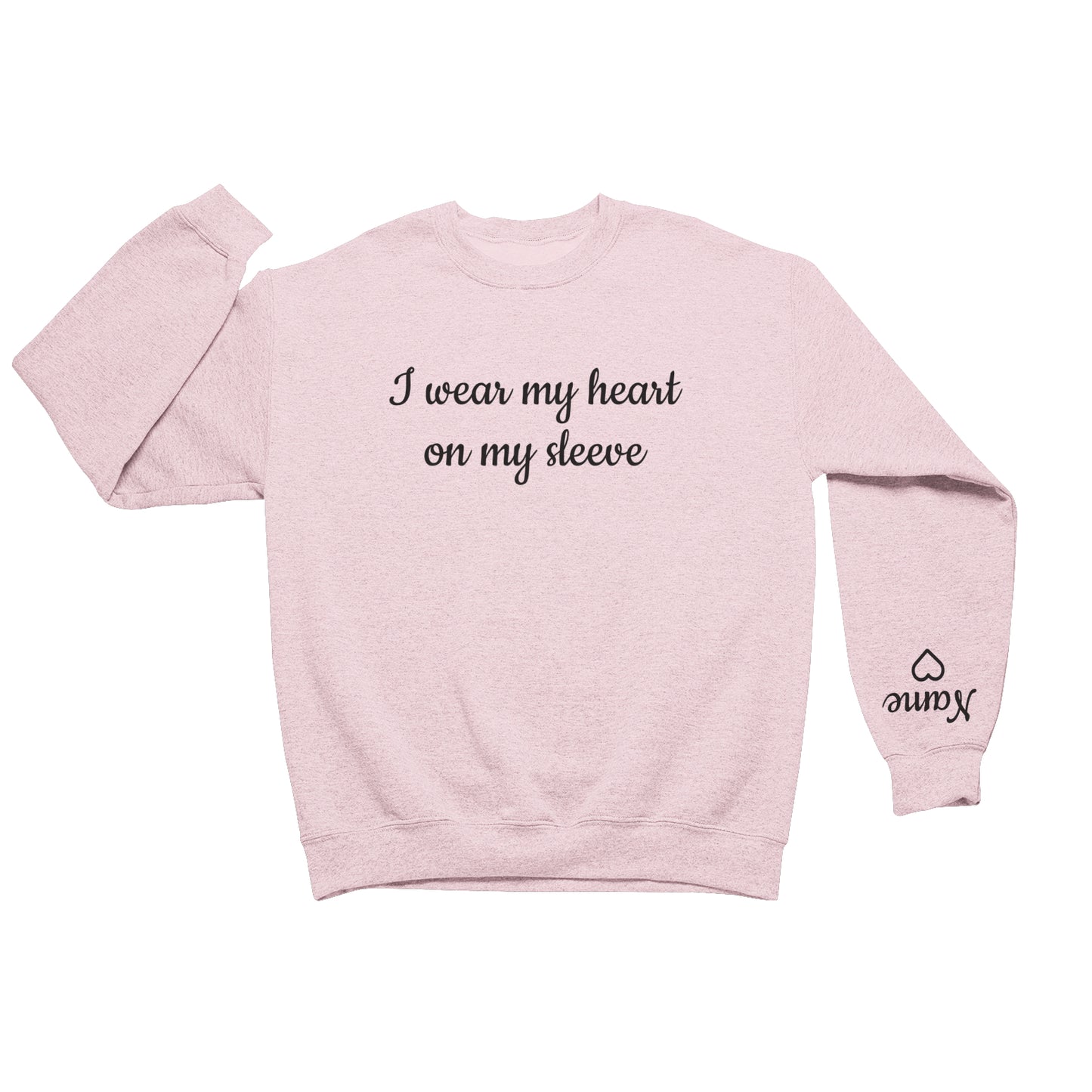 Personalised I Wear My Heart On My Sleeve  Sweatshirt - Topbootee