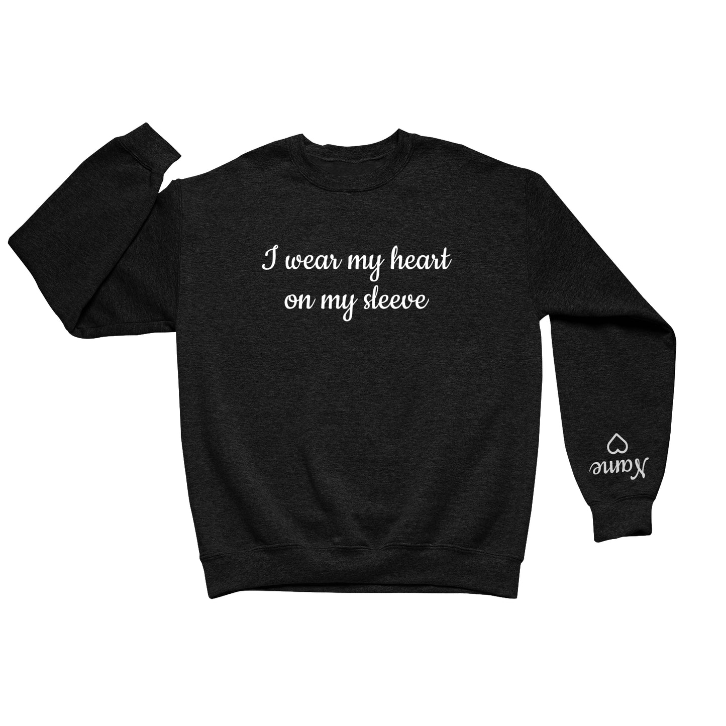 Personalised I Wear My Heart On My Sleeve  Sweatshirt - Topbootee