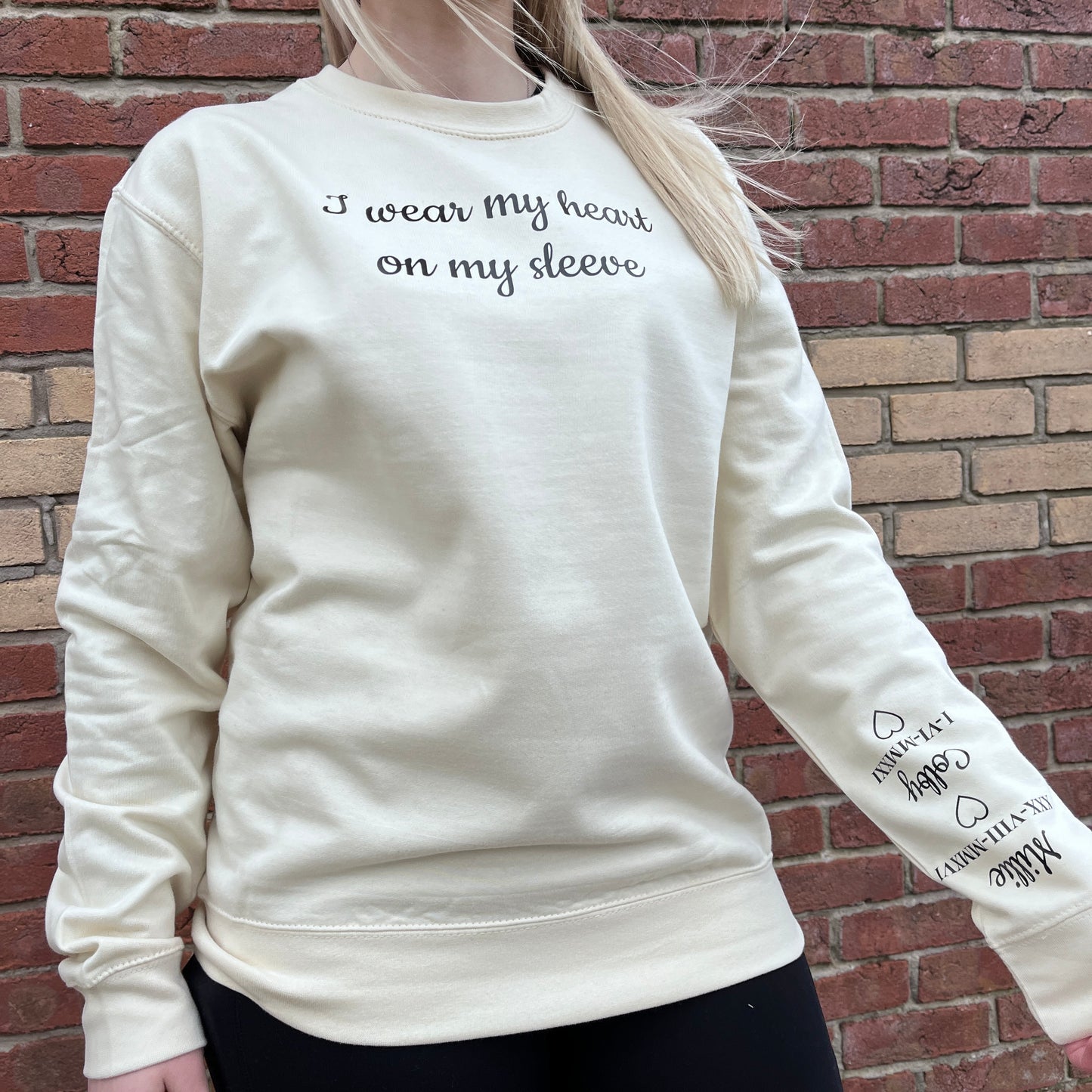 Personalised I Wear My Heart On My Sleeve  Sweatshirt - Topbootee