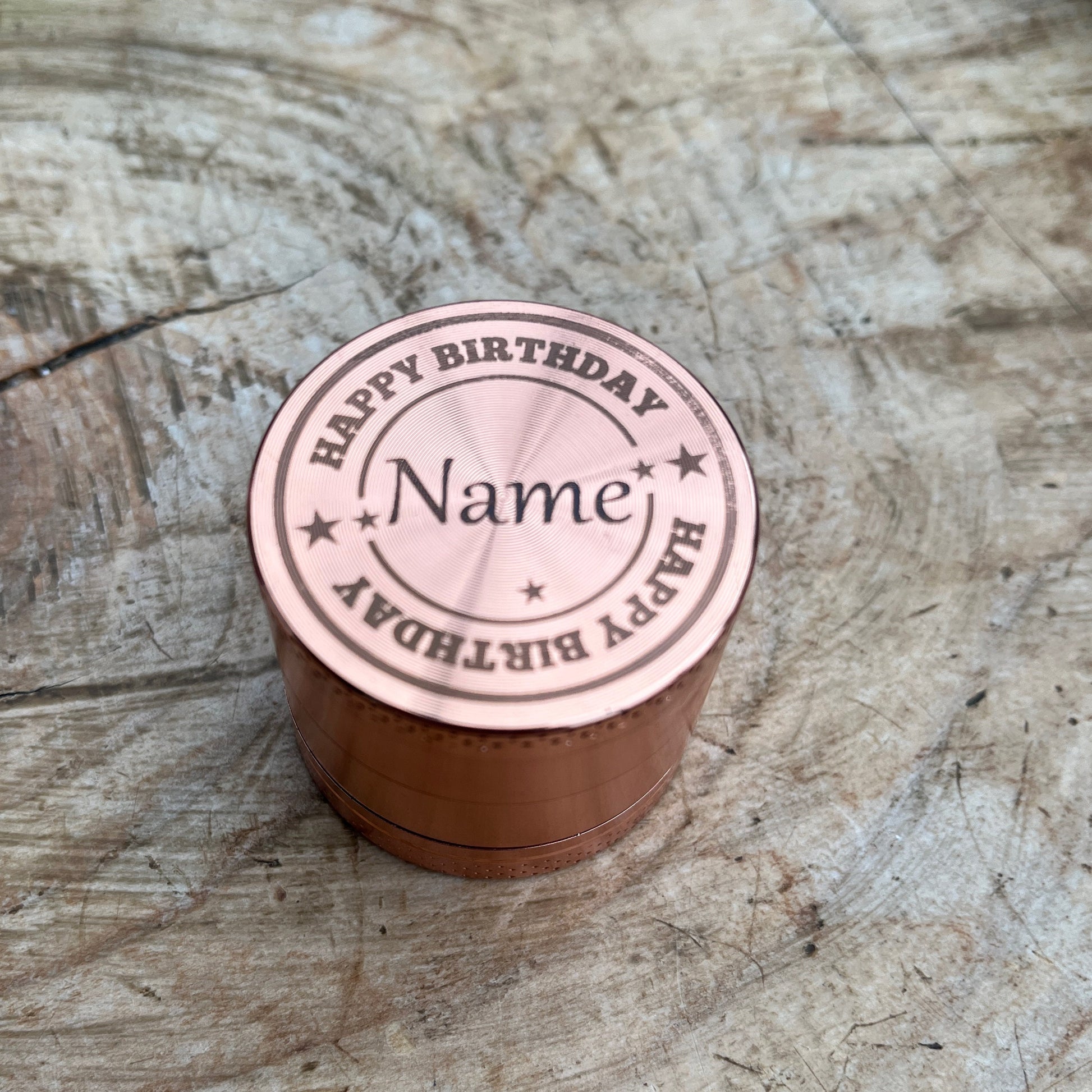 Personalised Herb Grinder - Mini Metal Tobacco Grinder - Custom Message or Logo - Metal Teeth 4 Parts 40mm Hemp Pepper Pot Spice 420 Gift - Topbootee