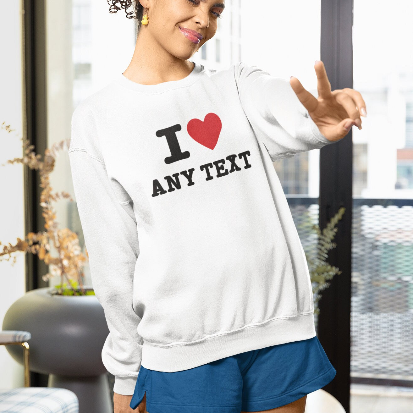 Personalised I Heart Sweatshirt - Customised with your text - Same Day Free Dispatch - perfect for cozy days, bold graphic top - Topbootee