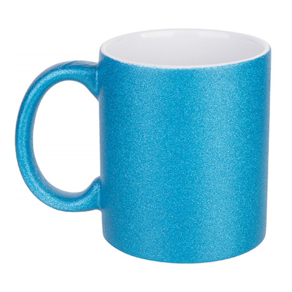 Personalised Blue Glitter Mugs - Same Day Dispatch - Great Novelty Gift Idea for Birthday, Wedding, Funny, Customise with your text - Topbootee