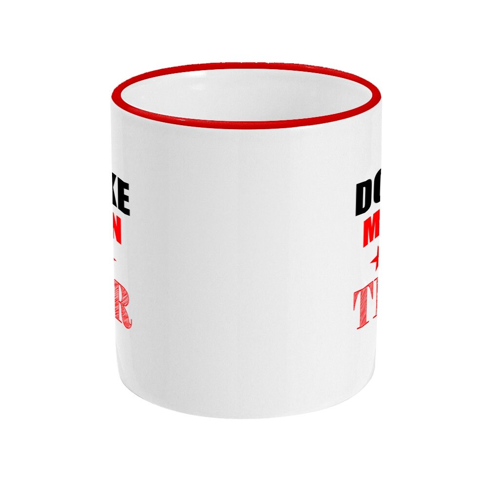 Personalised Don't Make me use my Teacher Voice Mug - Funny gift for teacher - Red Rim and Handle Cup - Custom Name for Teachers - Topbootee