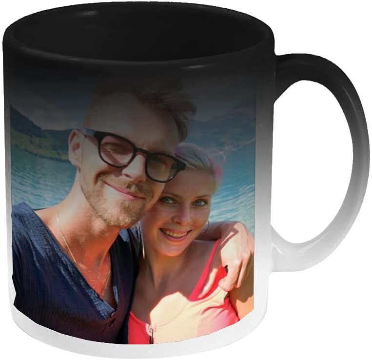Personalised Heat Change Mug - Add hot water to reveal your photograph or secret text - Same Day Free Dispatch Magic Cup - Topbootee