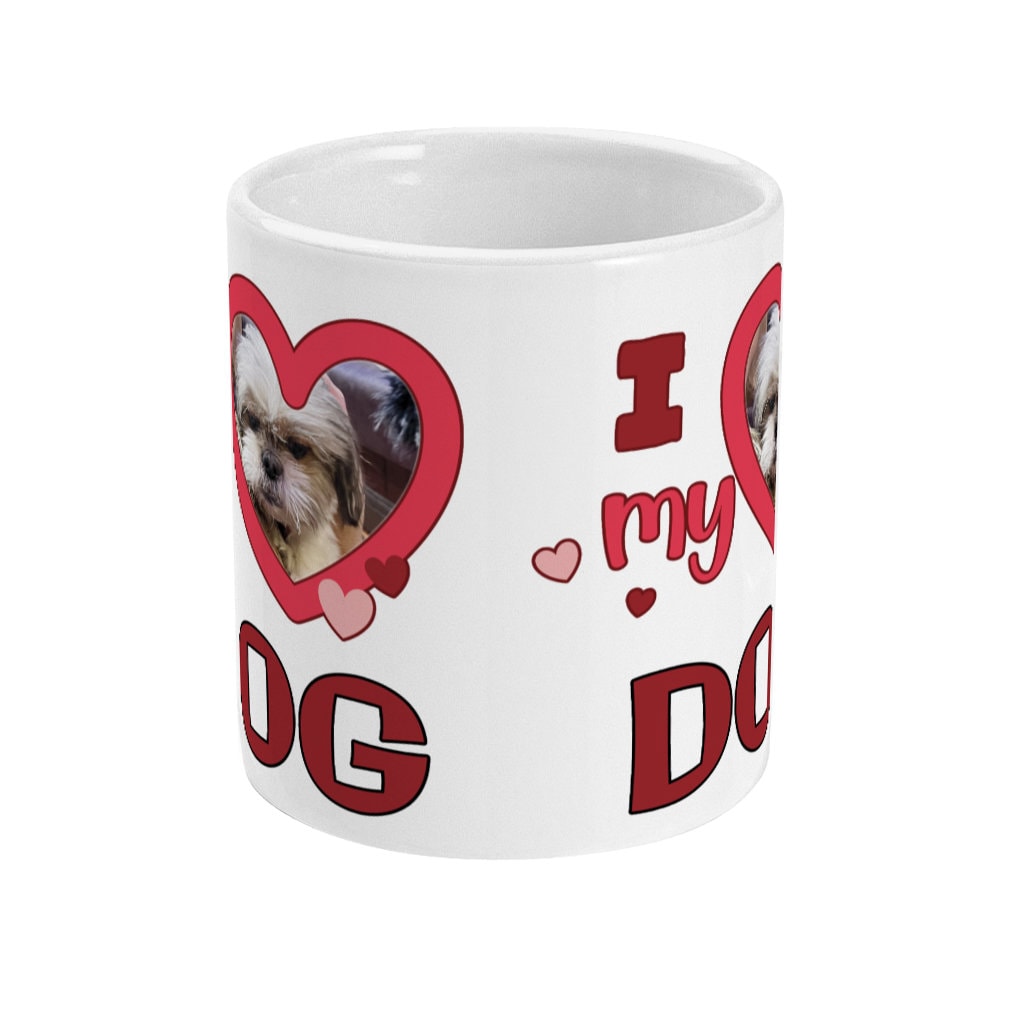 Personalised Photo Upload I Heart my Dog - Funny Dog Lovers Mug - Personalise by sending us your Photo - Dog Lovers Gift - Same Day Dispatch - Topbootee