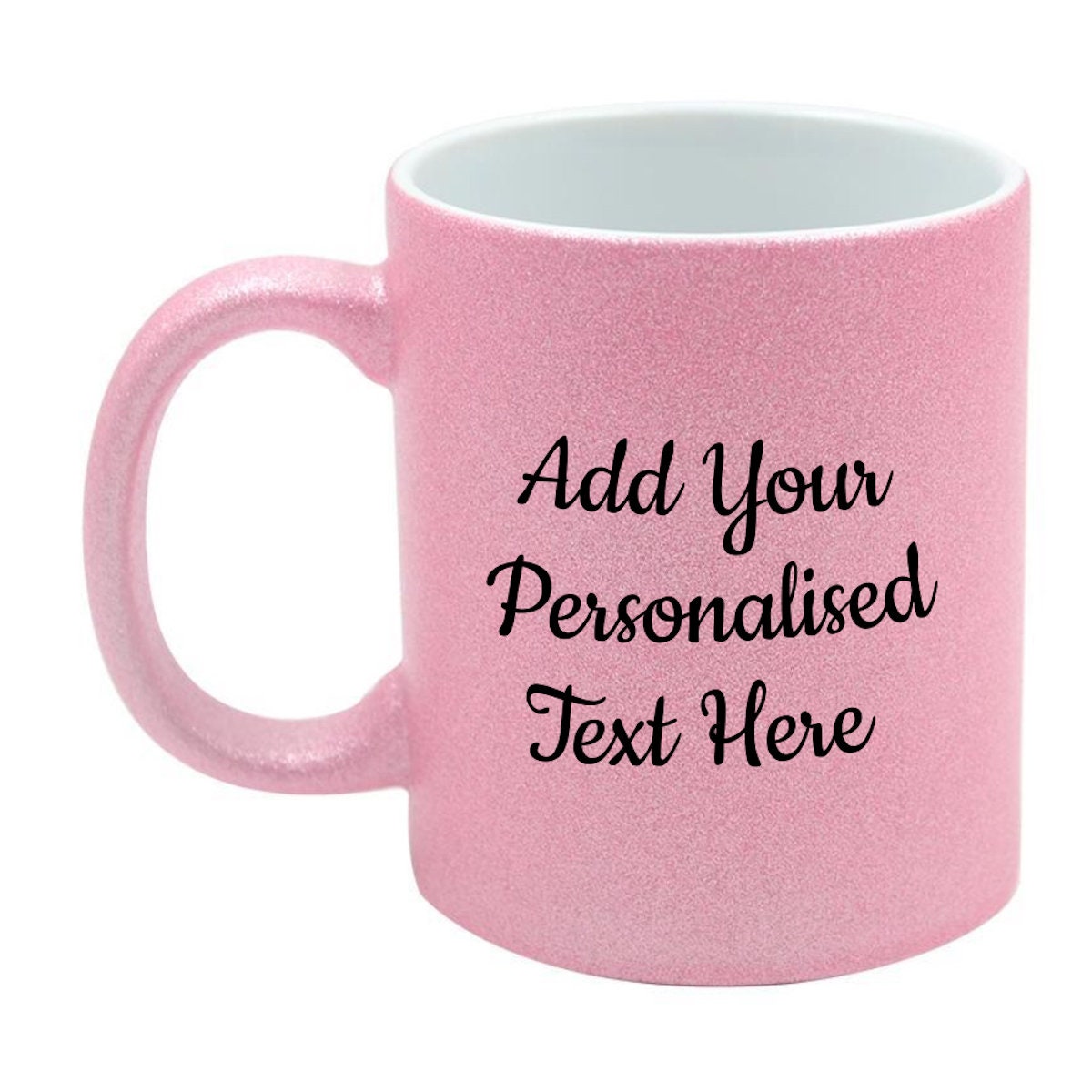 Personalised Pink Glitter Mugs - Same Day Dispatch - Great Novelty Gift Idea for Birthday, Wedding, Valentines, Customise with your text - Topbootee