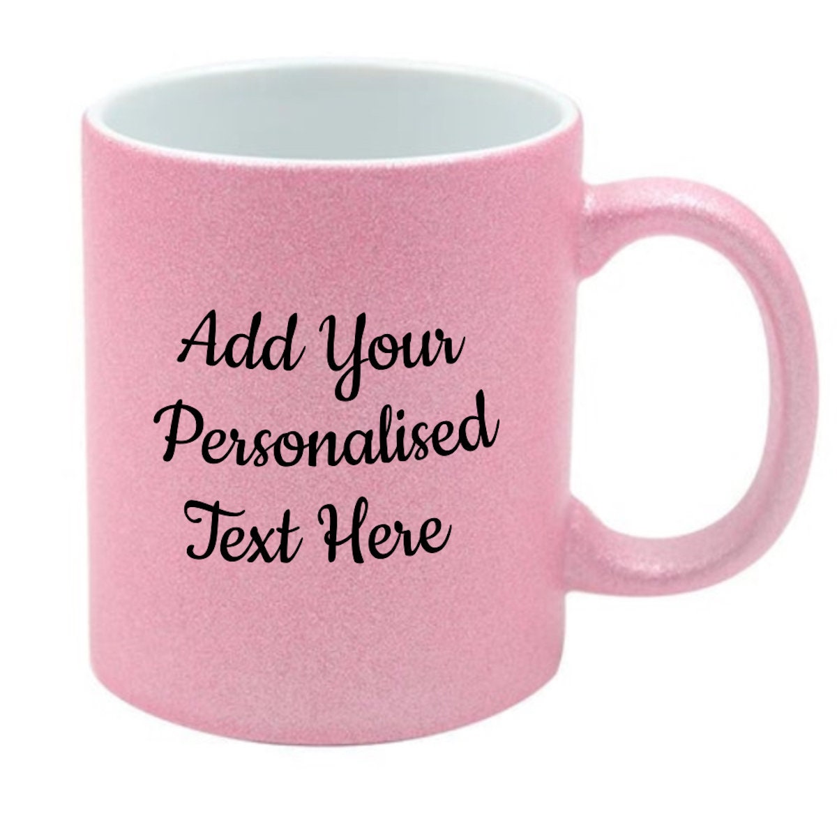 Personalised Pink Glitter Mugs - Same Day Dispatch - Great Novelty Gift Idea for Birthday, Wedding, Valentines, Customise with your text - Topbootee