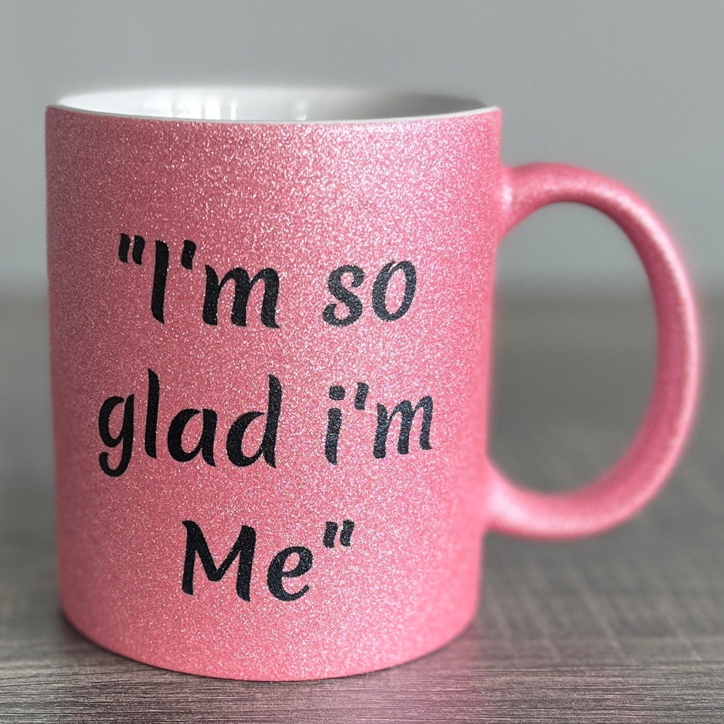 Personalised Pink Glitter Mugs - Same Day Dispatch - Great Novelty Gift Idea for Birthday, Wedding, Valentines, Customise with your text - Topbootee