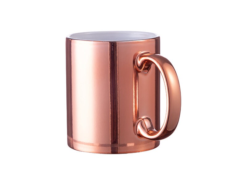 Personalised Rose Gold Metallic Mug - Same Day Dispatch - Great Novelty Gift Idea for Birthday, Wedding, Funny, Customise with your text - Topbootee