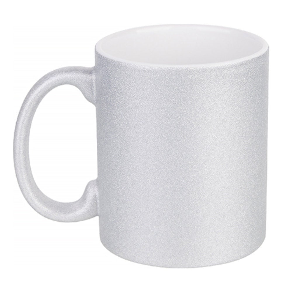 Personalised Silver Glitter Mug - Same Day Dispatch - Great Novelty Gift Idea for Birthday, Wedding, Valentines, Customise with your text - Topbootee