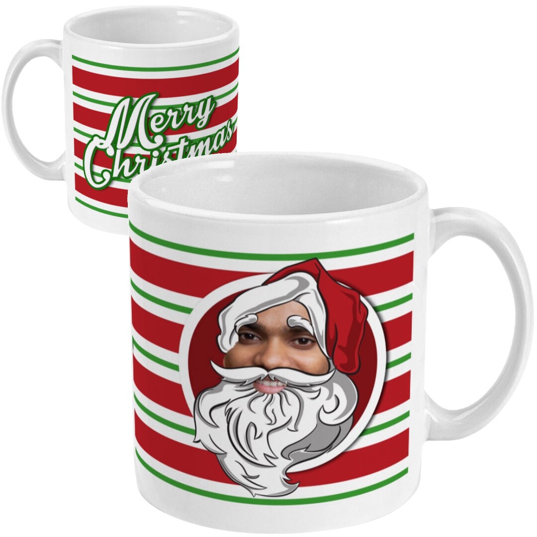 Your Face as Santa Mug - Send us your photograph and we will turn him/her pet! Into Father Christmas! Funny Secret Santa Gift - Topbootee
