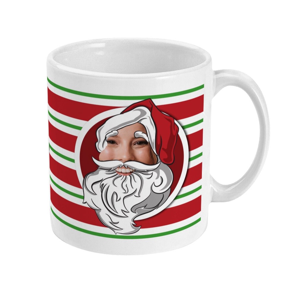 Your Face as Santa Mug - Send us your photograph and we will turn him/her pet! Into Father Christmas! Funny Secret Santa Gift - Topbootee