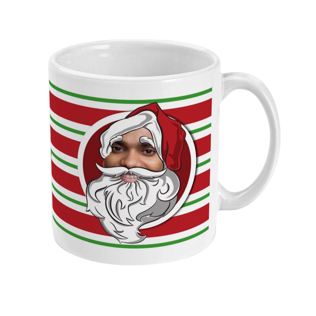 Your Face as Santa Mug - Send us your photograph and we will turn him/her pet! Into Father Christmas! Funny Secret Santa Gift - Topbootee