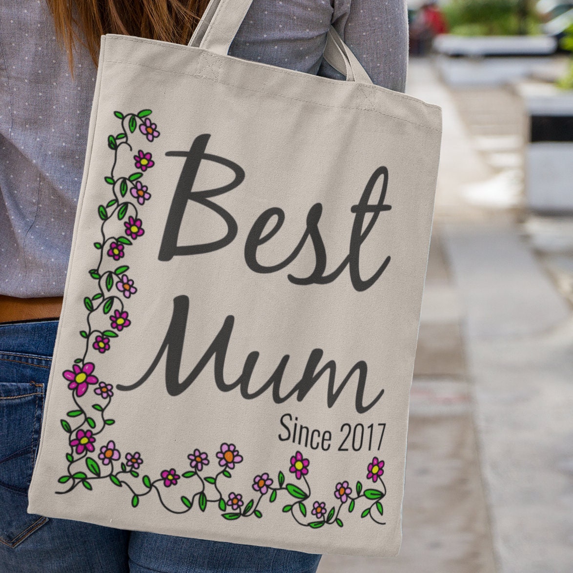 Personalised Bag Natural Cotton Jute - Send us your picture or any text you would like printing, size 42 x 38 with long handles - Topbootee