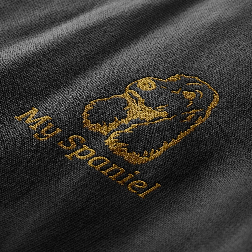 Personalised Dog Lovers Sweatshirt Embroidered with Breed of Dog and Text - Black with Gold Thread - Custom with Dogs Name or Owner - Topbootee