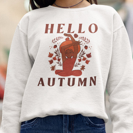 Hello Autumn Sweatshirt - Autumn is coming -Vall Vibes Jumper  - Fast Free Dispatch - printed in the UK - Topbootee