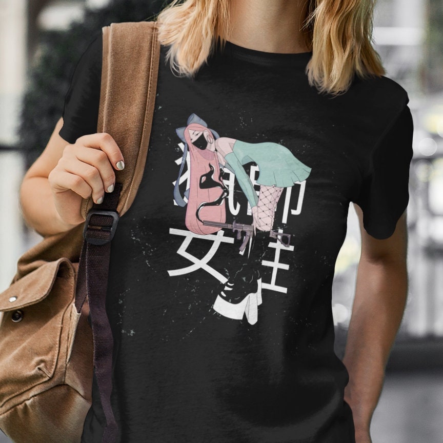 Anime Girl with Gun and Face Mask - Topbootee
