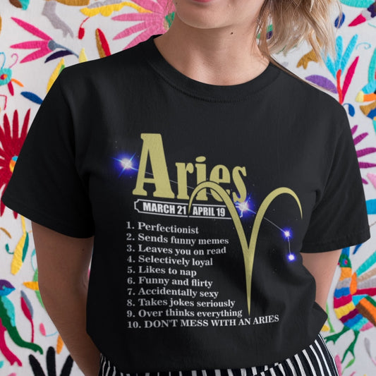 Aries Star Sign T Shirt - April Zodiac Shirt - Topbootee