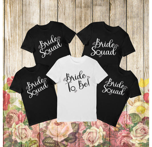 Hen Party Bride Squad Diamond t-shirts - Hen Tee's for the Bride Tribe-Bridal Party Shirts -Tops for Hen do- Fast and Free Same Day Dispatch - Topbootee