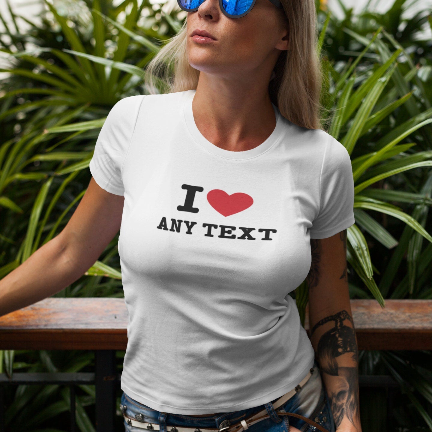 I Heart Any Text Personalised T Shirt in White - Same Day Dispatch - Great Top for the Summer - Slightly Baggy for a loose fit y2k - Topbootee