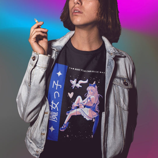 Make your own Magic  T Shirt - Urban Streetwear Japanese Inspired Top - Grunge Cartoon Design - Topbootee