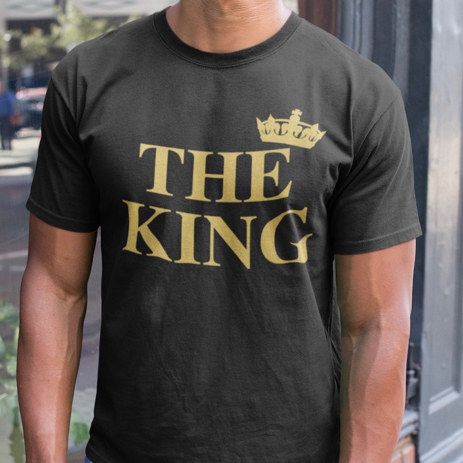 The King and His Queen T Shirts Printed in Gold - Valentines Couple Gift - Topbootee