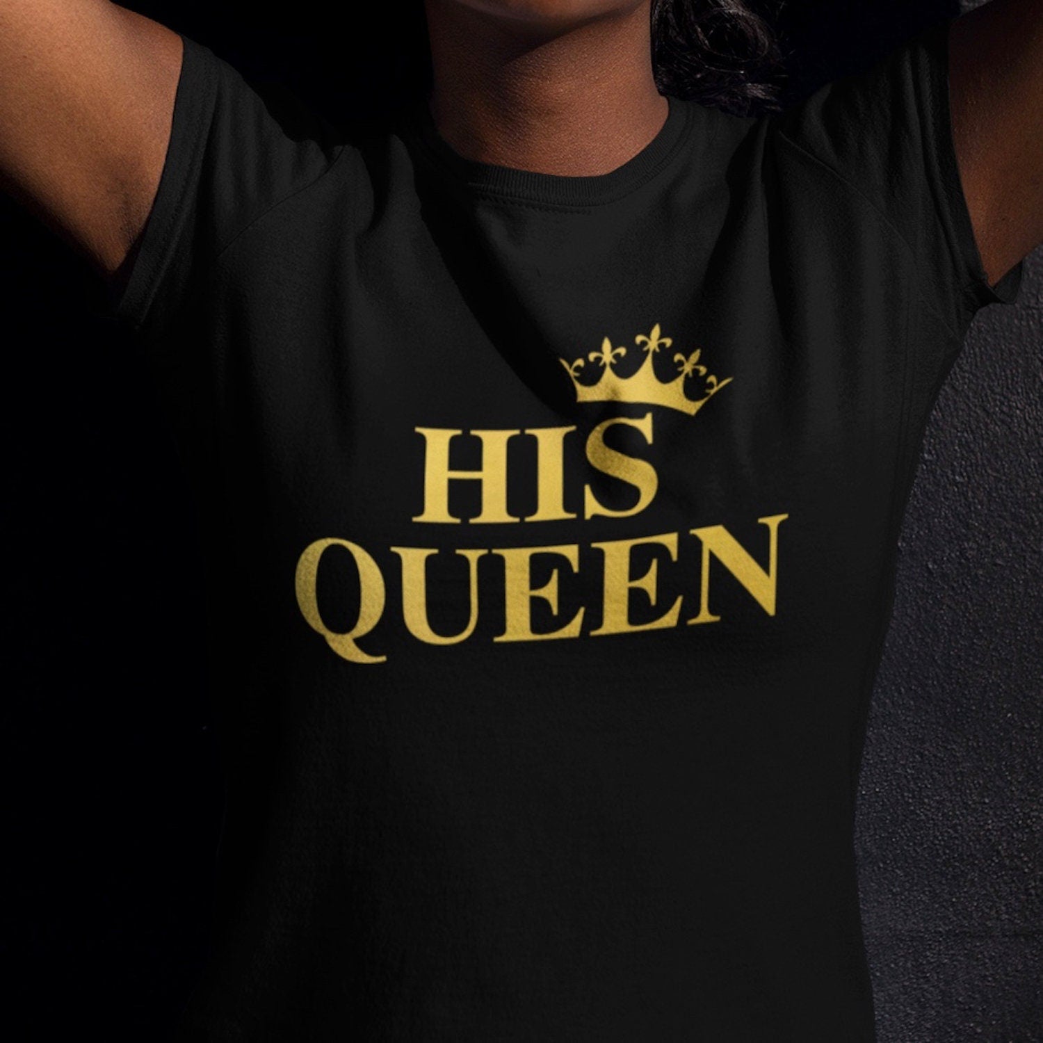 The King and His Queen T Shirts Printed in Gold - Valentines Couple Gift - Topbootee