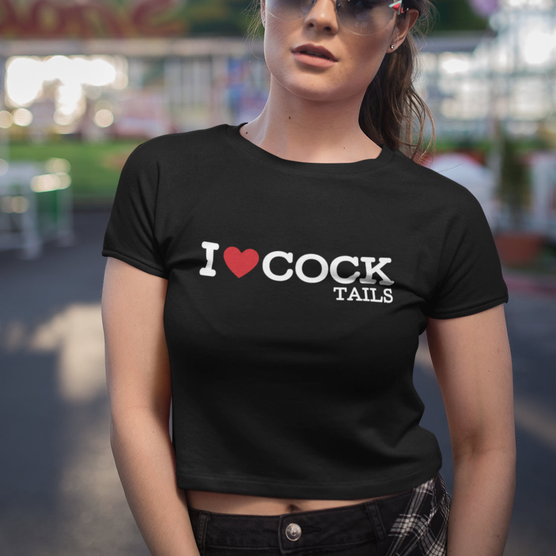 I Heart Cock Tails Crop Top - Topbootee