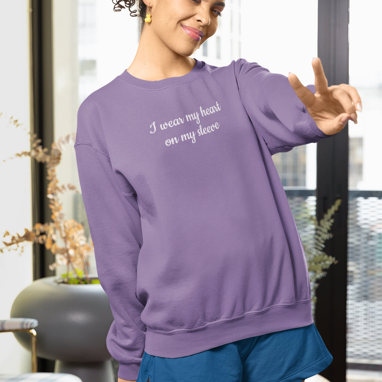 Personalised I Wear My Heart On My Sleeve  Sweatshirt