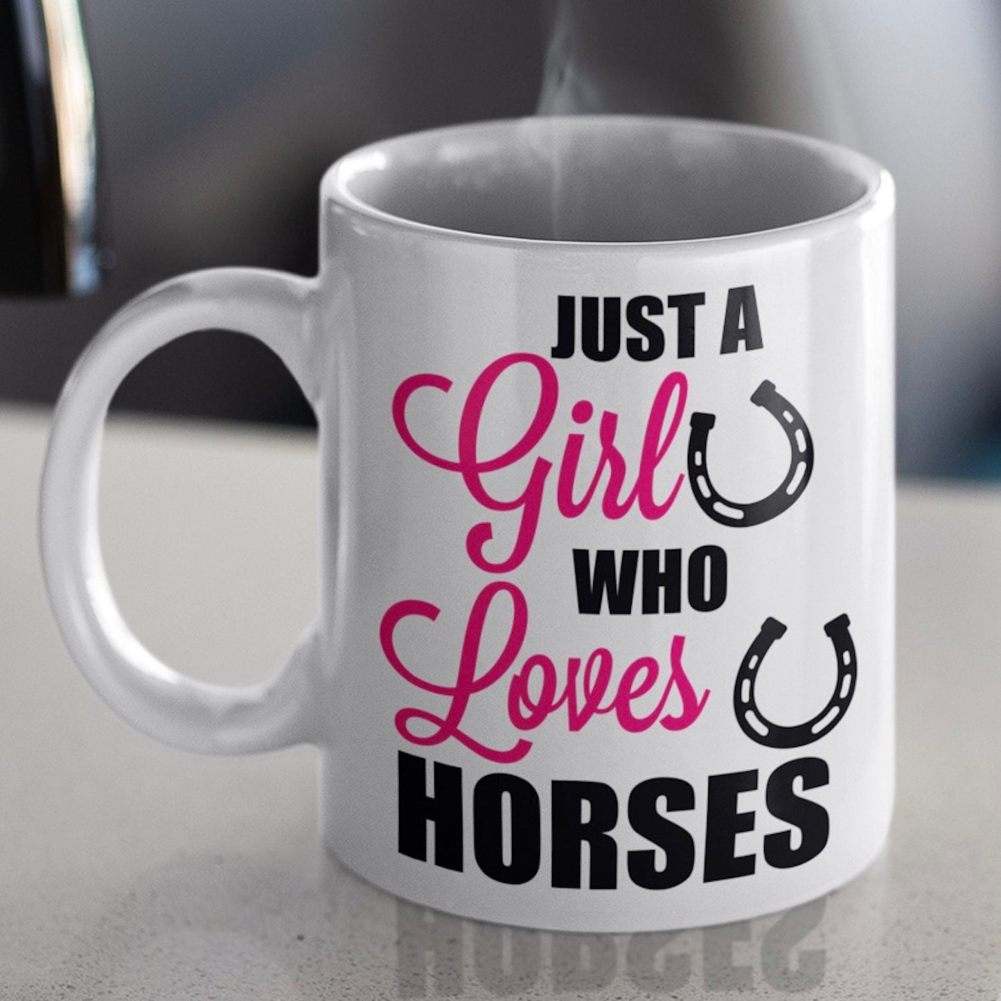 Just a girl who loves horses - Slogan horsey mug for every equestrian lover Horse Gifts, Fast, Free Dispatch