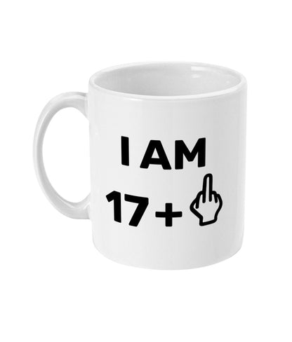 I am 17 +1 Middle Finger Funny Rude Mug, 18th Birthday present, offensive design - Topbootee