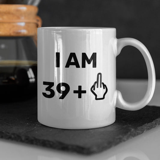 I am 39 +1 Middle Finger Funny Rude Mug, 40th Birthday present, offensive design - Topbootee