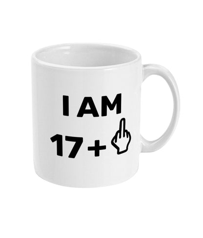 I am 17 +1 Middle Finger Funny Rude Mug, 18th Birthday present, offensive design - Topbootee