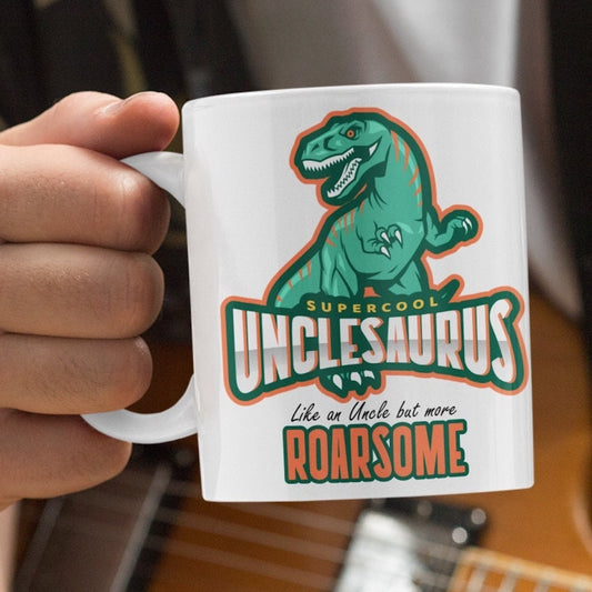 UNCLESAURAS MUG - like an Uncle but more Roarsome | Uncle’s mug gift | Uncle's cup | 100% Customer Satisfaction Guarantee | Free UK Shipping - Topbootee