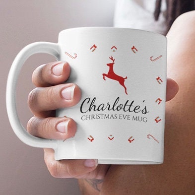 Personalised Christmas Eve Mug  - Add your Name to this lovely Xmas Eve  - Secret Santa Gift Same Day Dispatch - Cute with Hot Chocolate - Topbootee