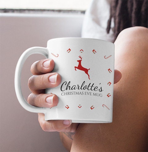 Personalised Christmas Eve Mug  - Add your Name to this lovely Xmas Eve  - Secret Santa Gift Same Day Dispatch - Cute with Hot Chocolate - Topbootee