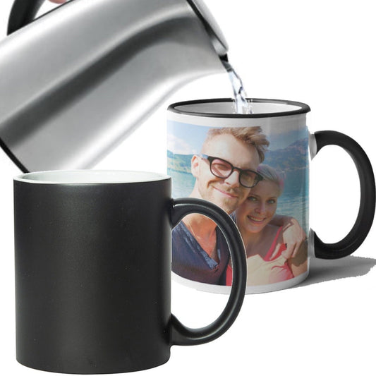 Personalised Heat Change Mug - Add hot water to reveal your photograph or secret text - Same Day Free Dispatch Magic Cup - Topbootee