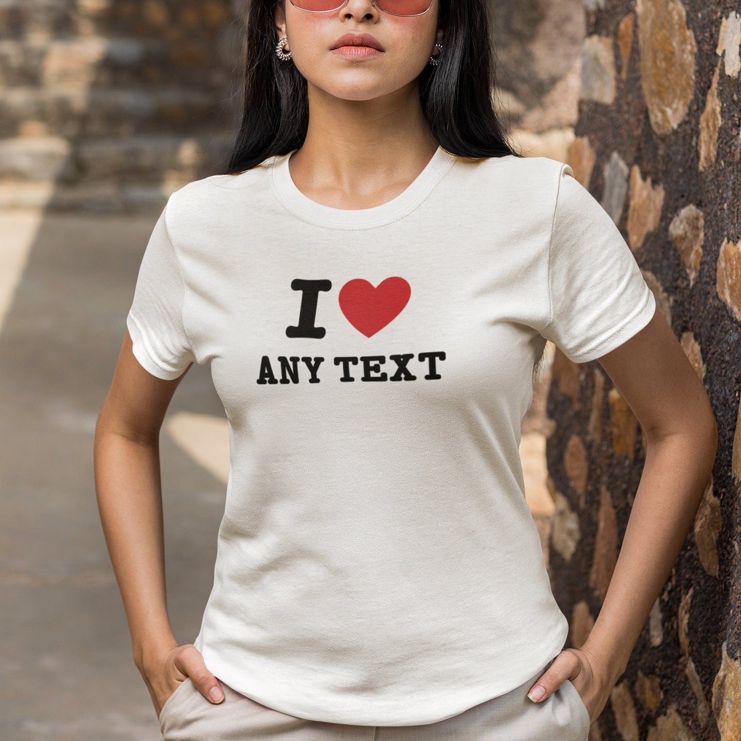 I Heart Any Text Personalised  T Shirt in White -  Same Day Dispatch - Great Top for the Summer - Slightly Baggy for a loose fit y2k - Topbootee