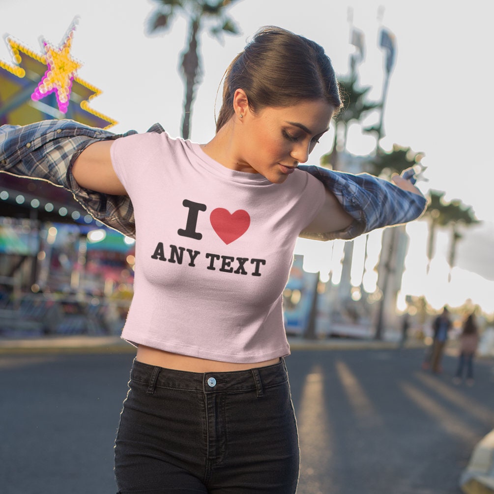 Personalised I Heart Crop Top in Pastel Pink - Topbootee