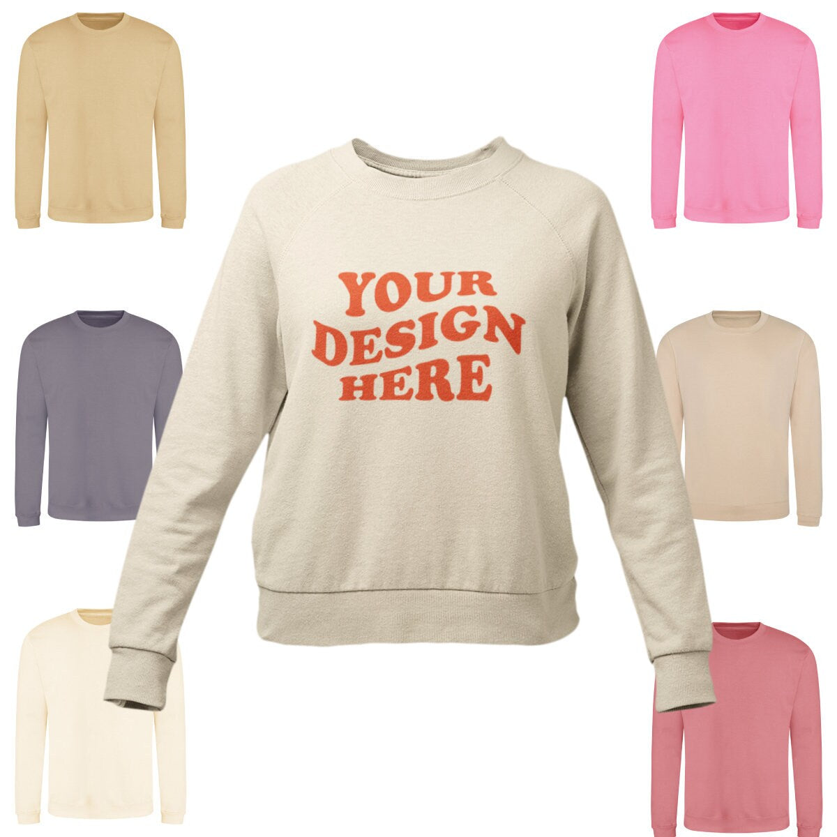 Personalised Sweatshirts - Unisex Custom Printed with your image, logo or design, pick from lovely pastel colours - Make unique gifts. - Topbootee