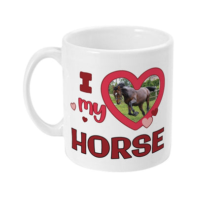 Personalised Photo Upload I Heart my Horse - Funny Horse Lovers Mug - Horse Riders Gift for any Equestrian or Pony Loving - Topbootee