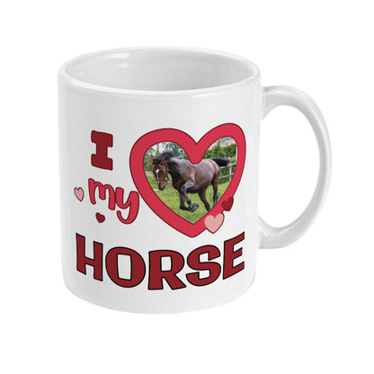 Personalised Photo Upload I Heart my Horse - Funny Horse Lovers Mug - Horse Riders Gift for any Equestrian or Pony Loving - Topbootee