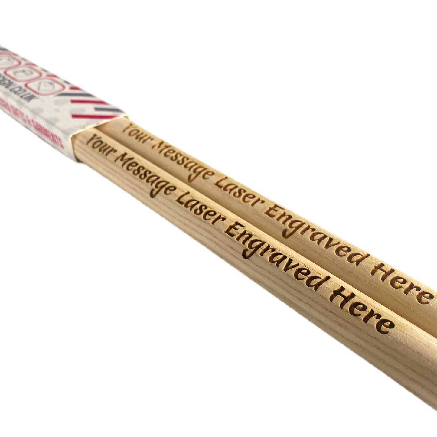 Personalised Drumsticks Laser Engraved with Custom Message 5A Quality Sticks made from Hickory Wood Same Day Free Dispatch Music Lover Gift - Topbootee
