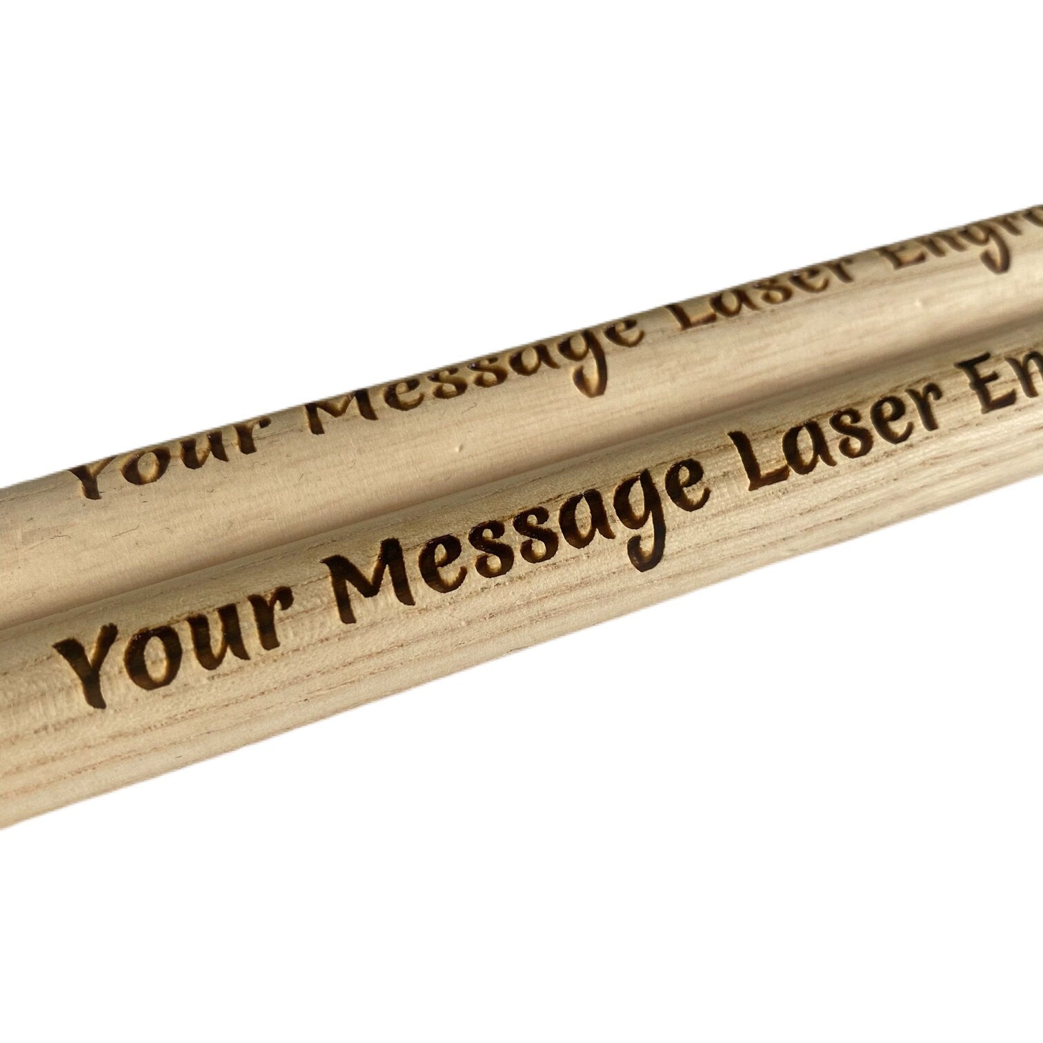 Personalised Drumsticks Laser Engraved with Custom Message 5A Quality Sticks made from Hickory Wood Same Day Free Dispatch Music Lover Gift - Topbootee
