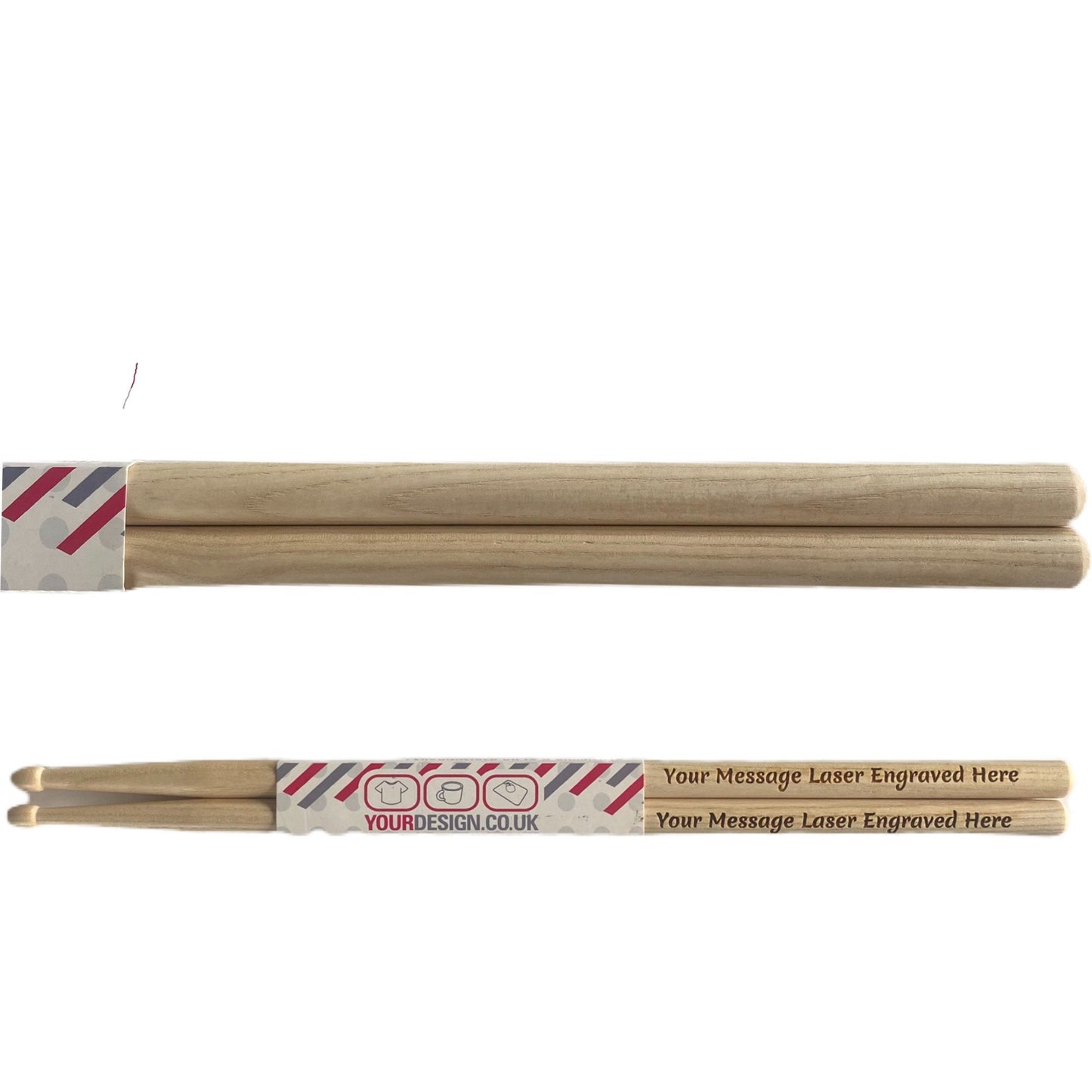Personalised Drumsticks Laser Engraved with Custom Message 5A Quality Sticks made from Hickory Wood Same Day Free Dispatch Music Lover Gift - Topbootee