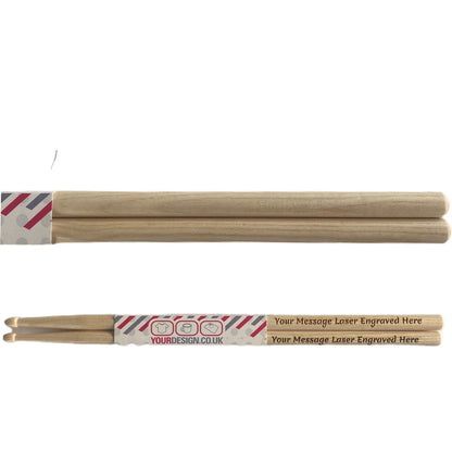 Personalised Drumsticks Laser Engraved with Custom Message 5A Quality Sticks made from Hickory Wood Same Day Free Dispatch Music Lover Gift - Topbootee