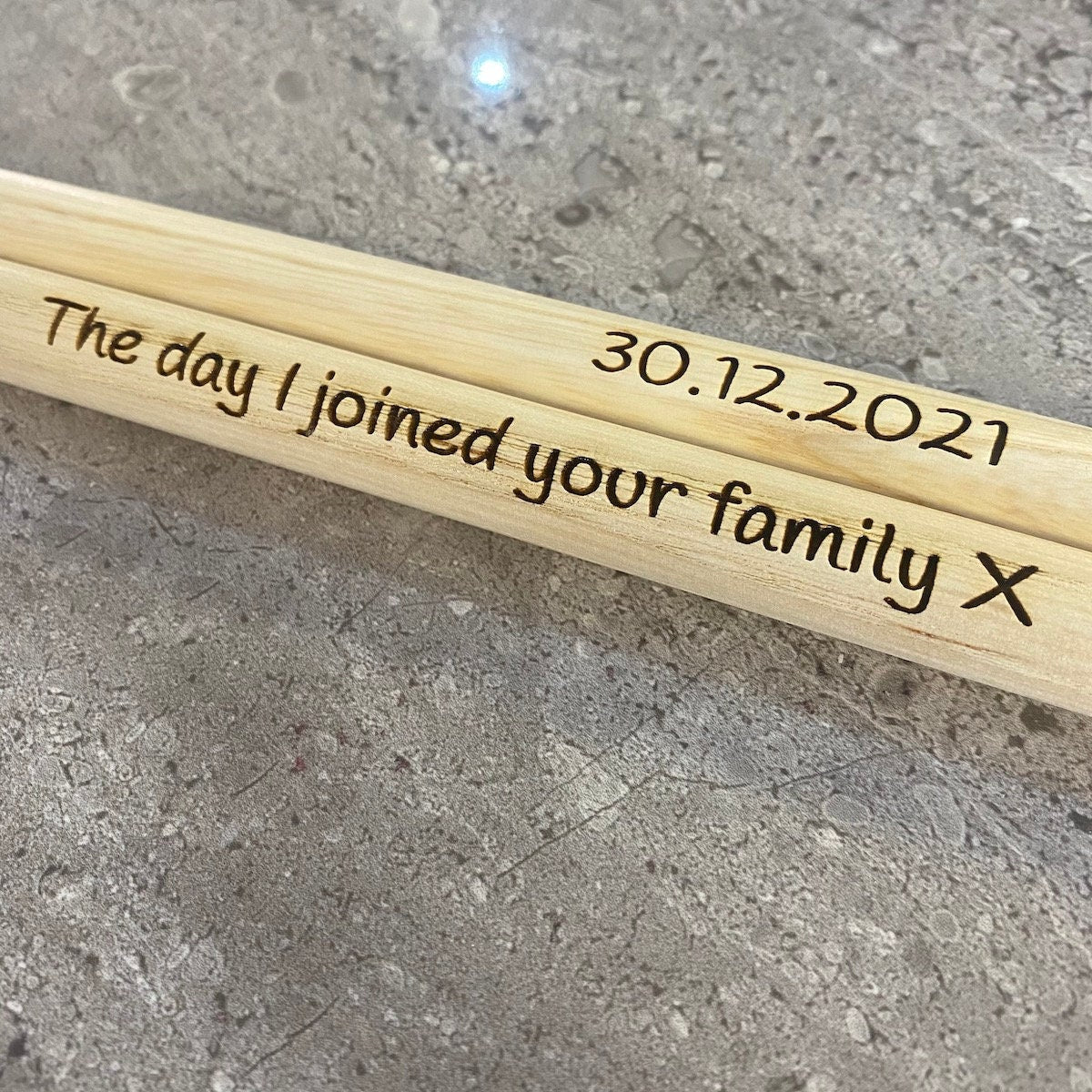 Personalised Drumsticks Laser Engraved with Custom Message 5A Quality Sticks made from Hickory Wood Same Day Free Dispatch Music Lover Gift - Topbootee