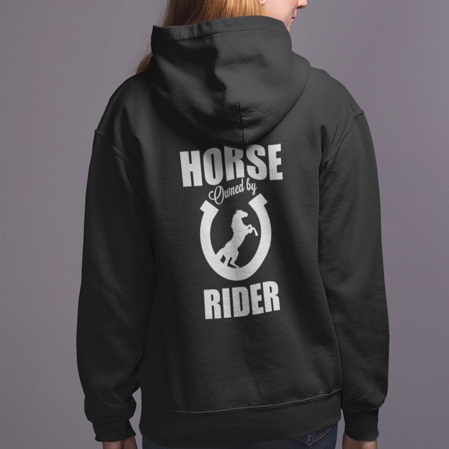 Personalised Horse Hoodie With Horse and Riders Names Printed Onto This Quality College Hoodie - Custom Printed Horse Sweatshirt - Topbootee
