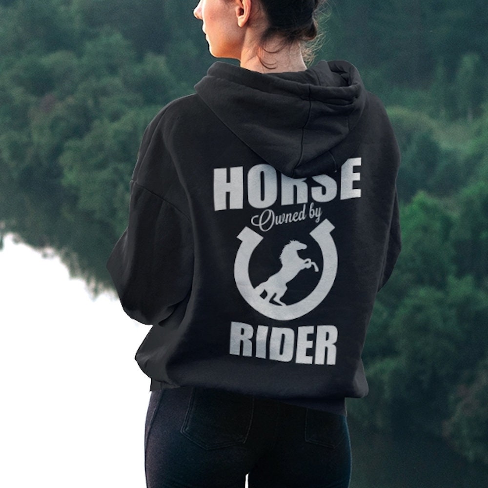 Personalised Horse Hoodie With Horse and Riders Names Printed Onto This Quality College Hoodie - Custom Printed Horse Sweatshirt - Topbootee